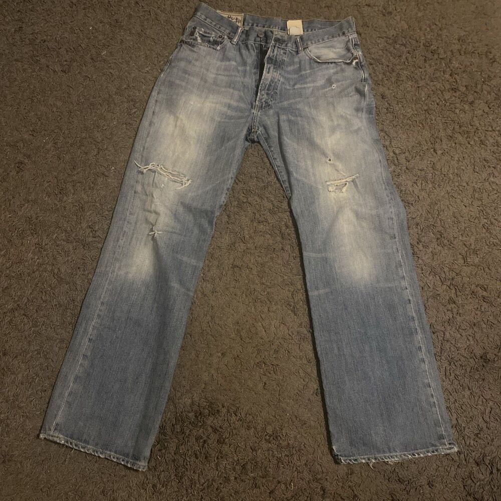 Abercrombie & Fitch Original 5 Pocket Denim Very Distressed Jeans 33x32 Blue